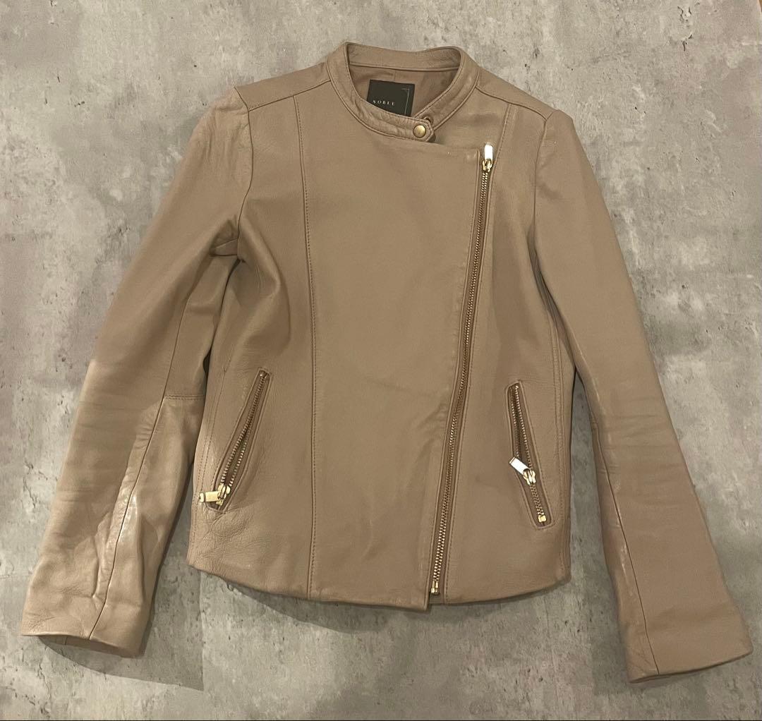 【美品】ノーブル ソフトラムレザーライダースブルゾン