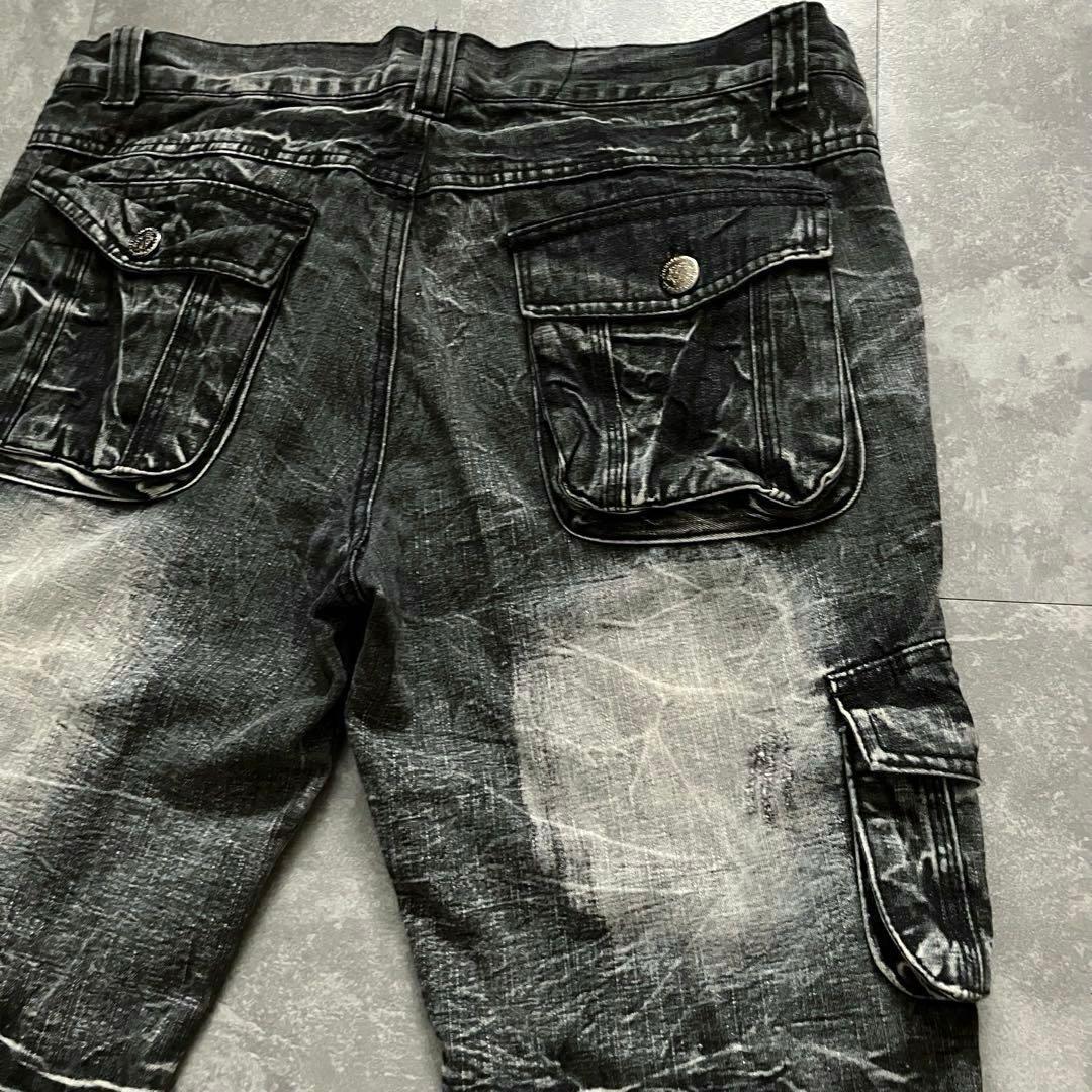 00s black cargo flared pants Y2K ロング丈