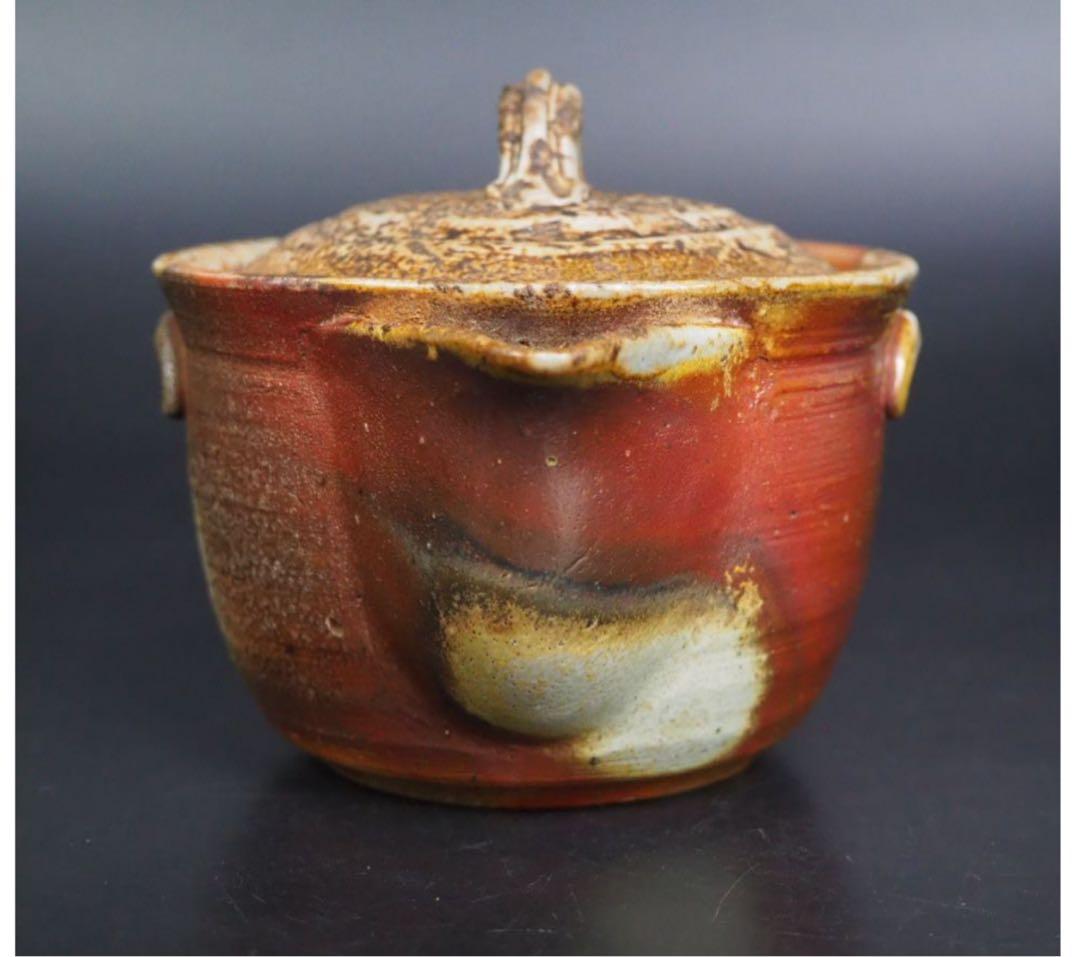 送料無料　時代備前焼『一楽』作　窯変泡瓶・宝瓶・急須　時代物　煎茶道具