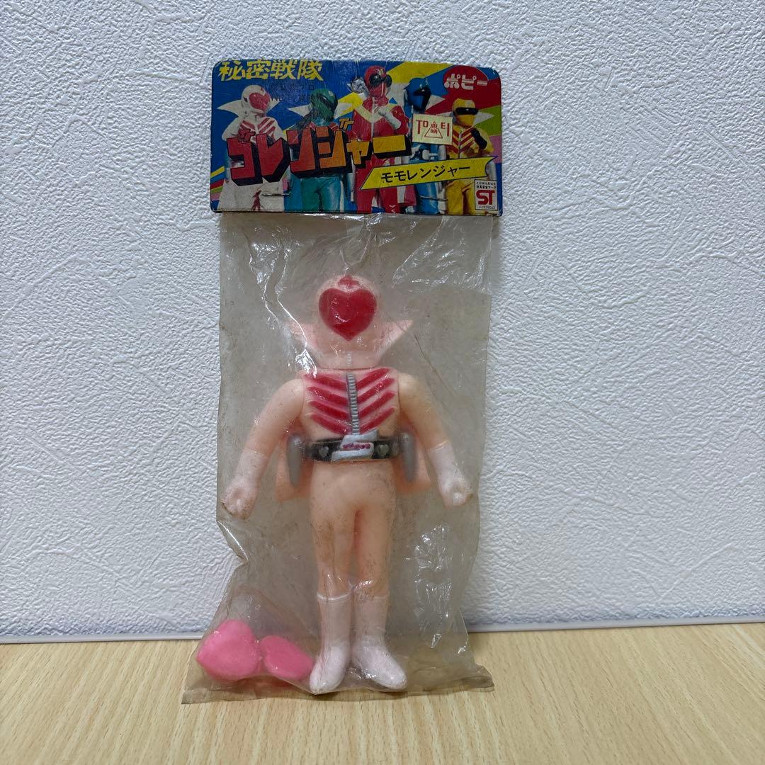 デッドストック　ポピー製ゴレンジャーモモレンジャー　未開封ソフビ当時物昭和レトロ