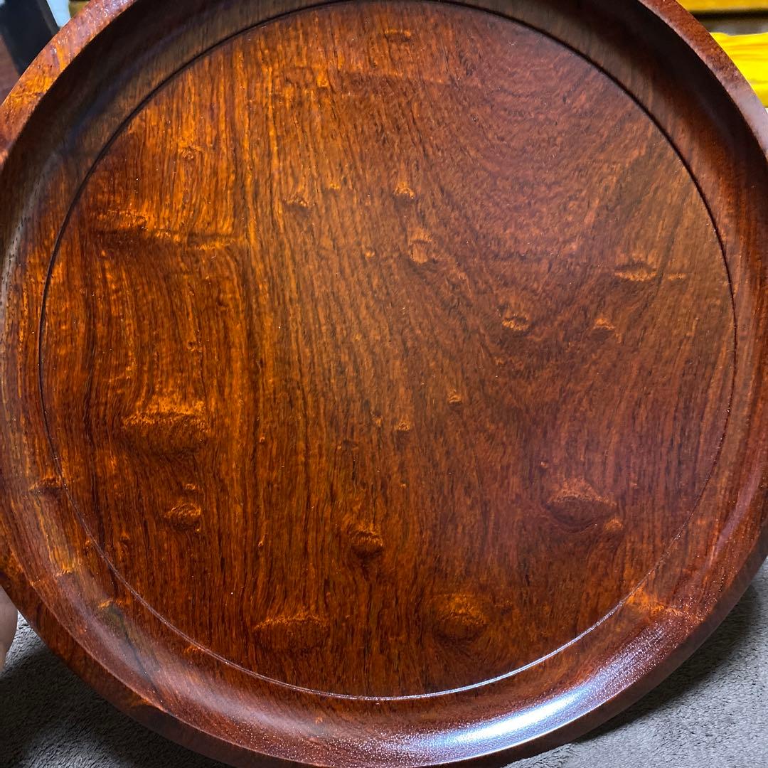 花梨　玉杢　浅盆　盆　トレー　30cm