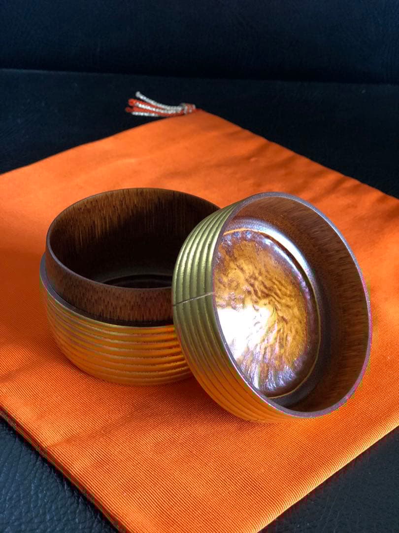 茶道具　茶入れ　棗　小崎清人作　外金　茶器　共箱付き　銘有