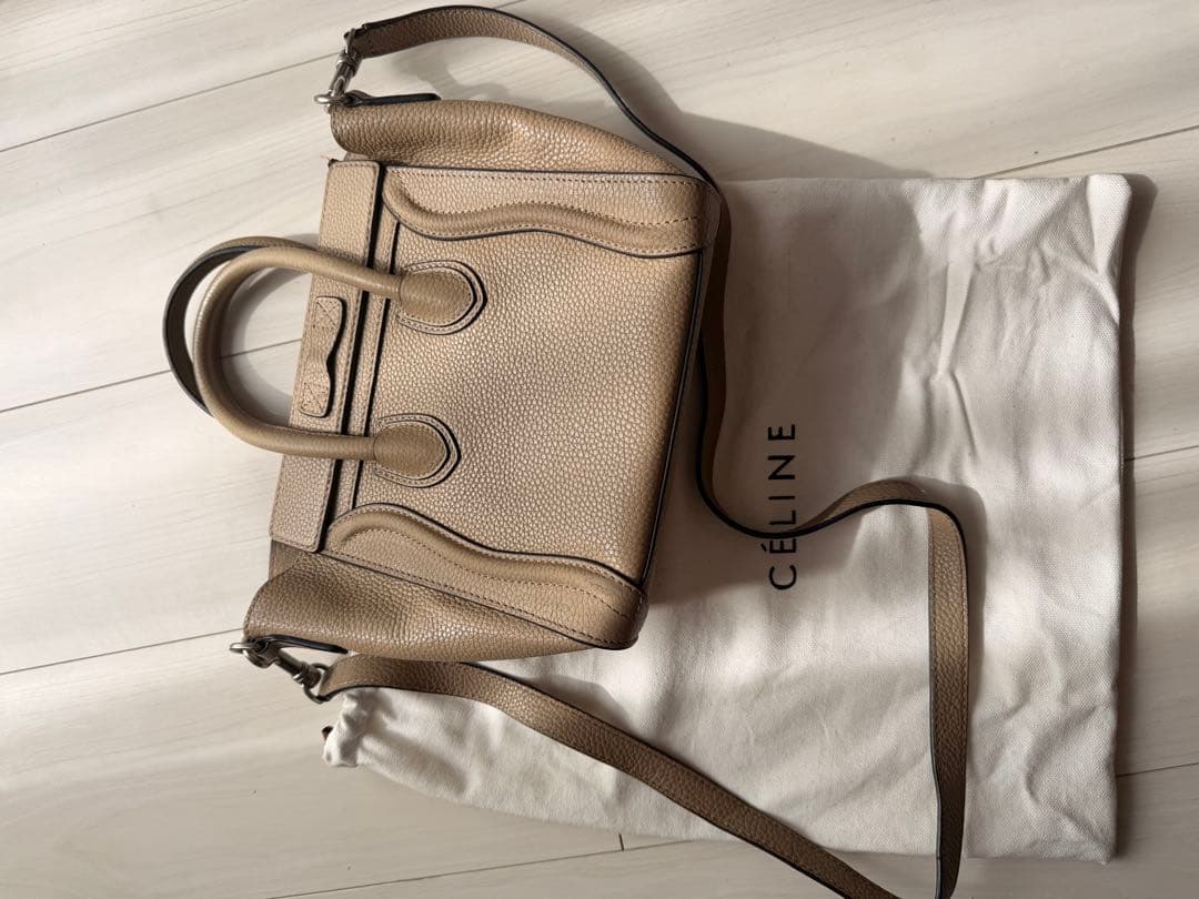 CÉLINE ラゲージ　マイクロトート　ハンドバッグ　ベージュ系