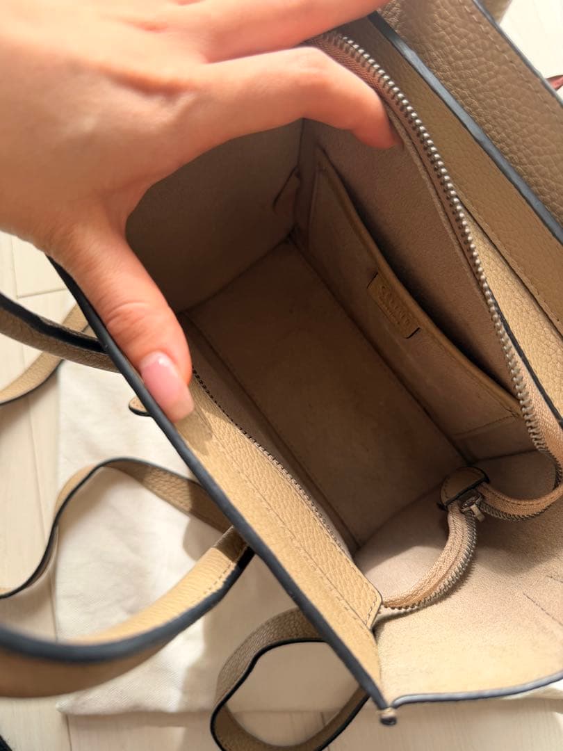 CÉLINE ラゲージ　マイクロトート　ハンドバッグ　ベージュ系