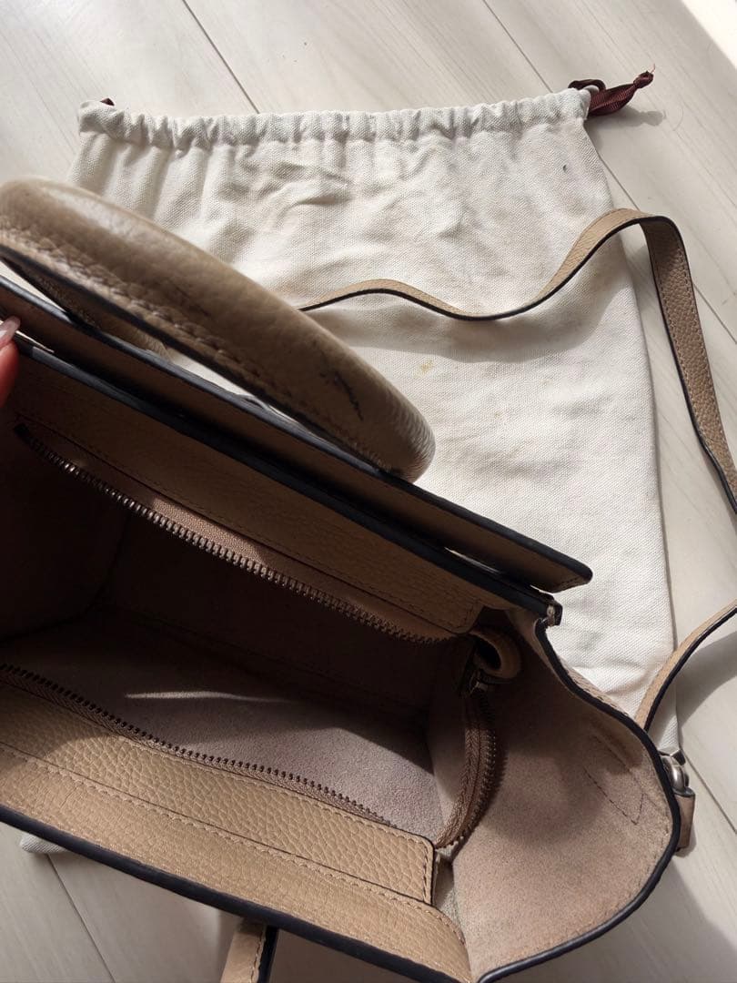 CÉLINE ラゲージ　マイクロトート　ハンドバッグ　ベージュ系