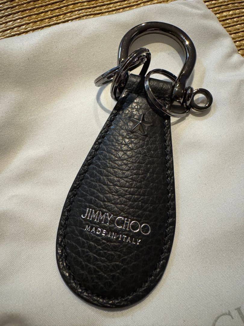 JIMMY CHOO ブラック レザー キーホルダー