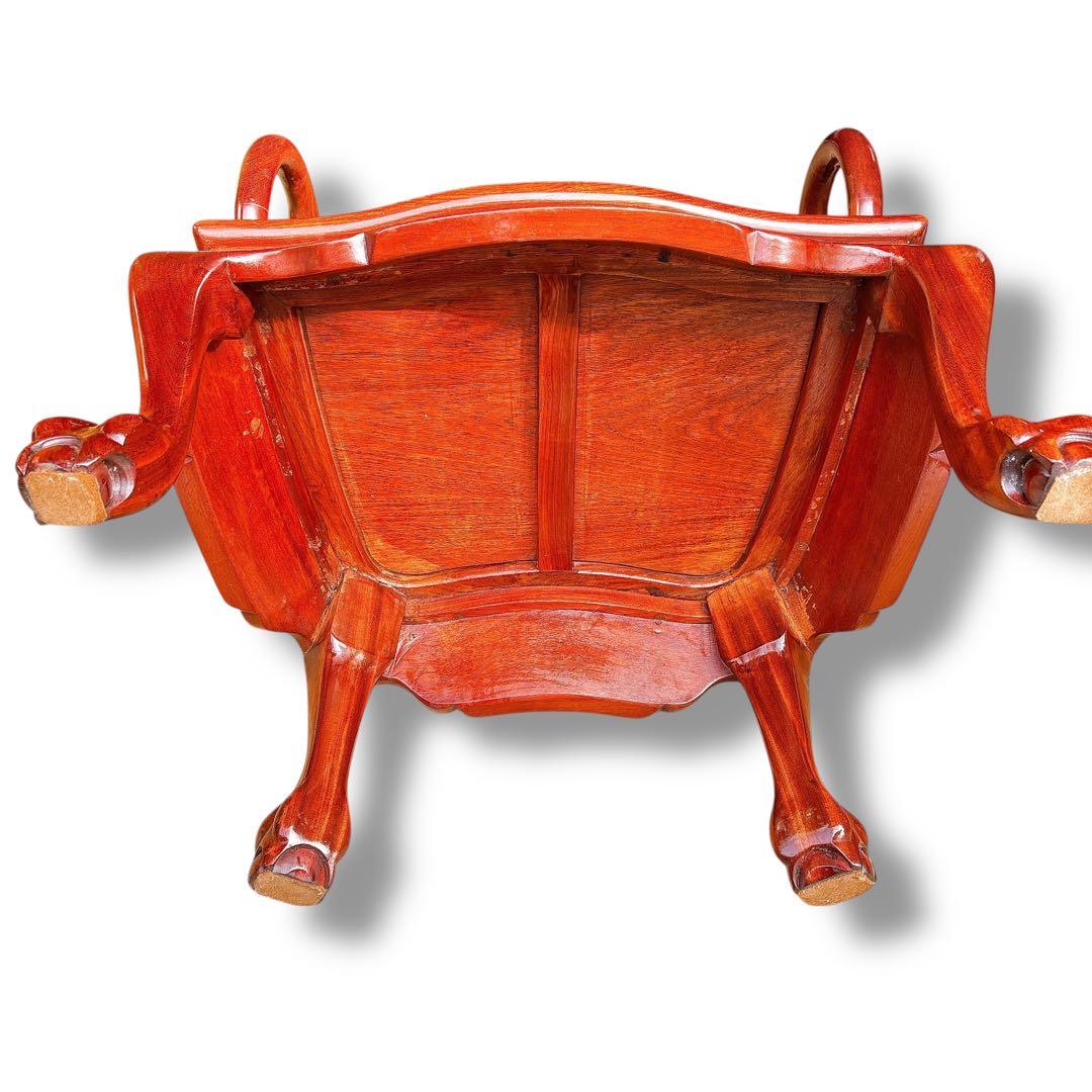 アンティーク 猫脚 彫刻 肘掛椅子 店舗什器 木製 チェア ブラウン 大型