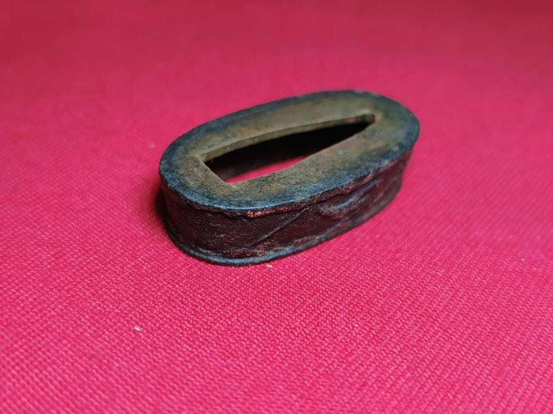 鉄地 雁図 縁頭 金色絵 拵 日本刀 刀装具 骨董 古美術