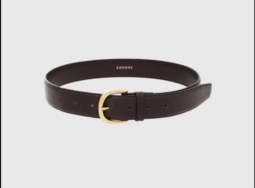 anuans アニュアンス ワイドレザーベルト レディース ブラック