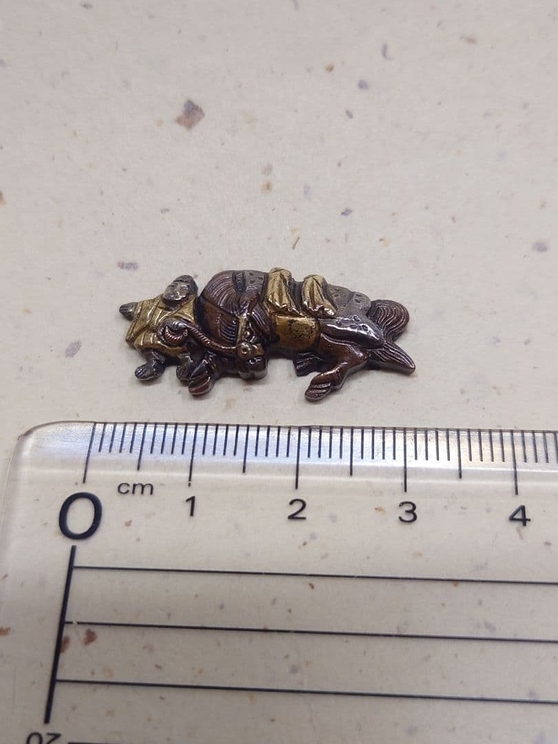 目貫、素銅地、馬引き図