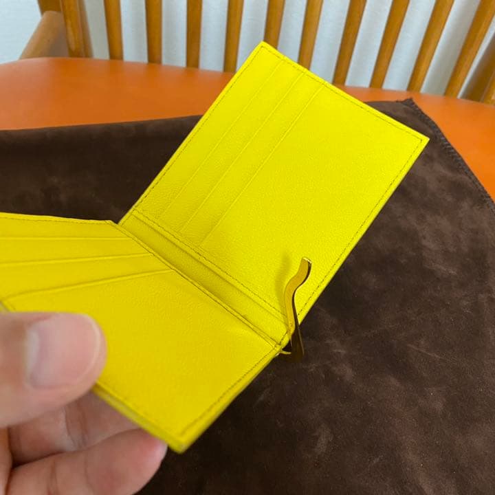 超希少 本革 マネークリップ イエロー プレゼント