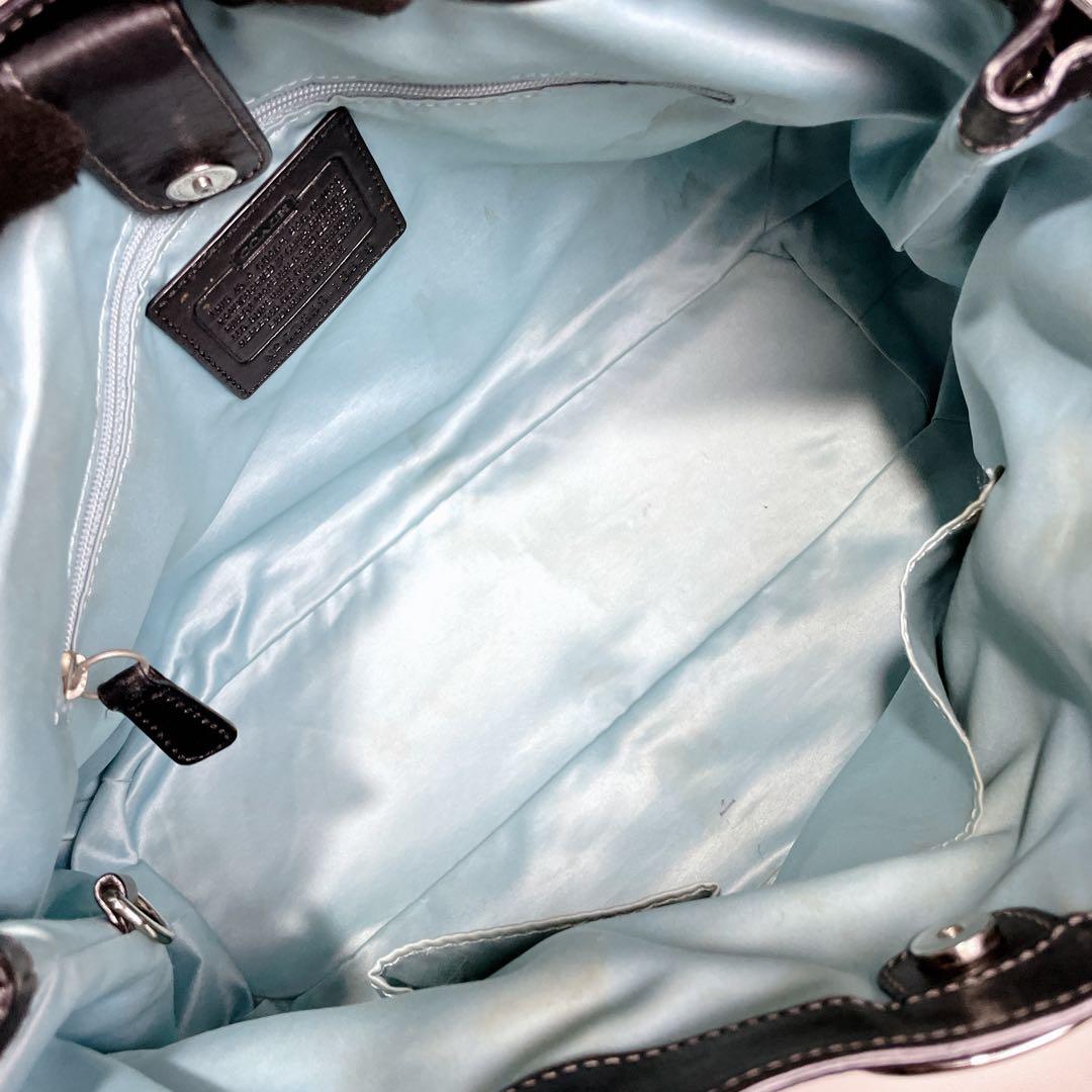 COACH ハンドバッグ シグネチャー キャンバス レザー ショルダー ブラック