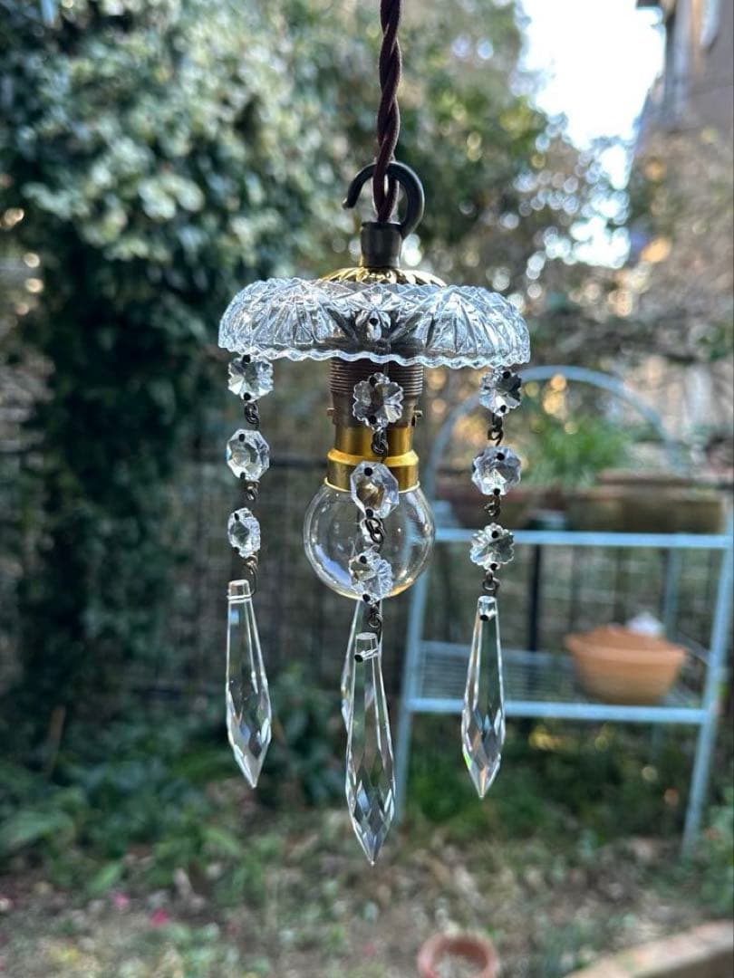 フランス アンティーク スノーフレークとアイシクルドロップの冬ミニシャンデリア＊