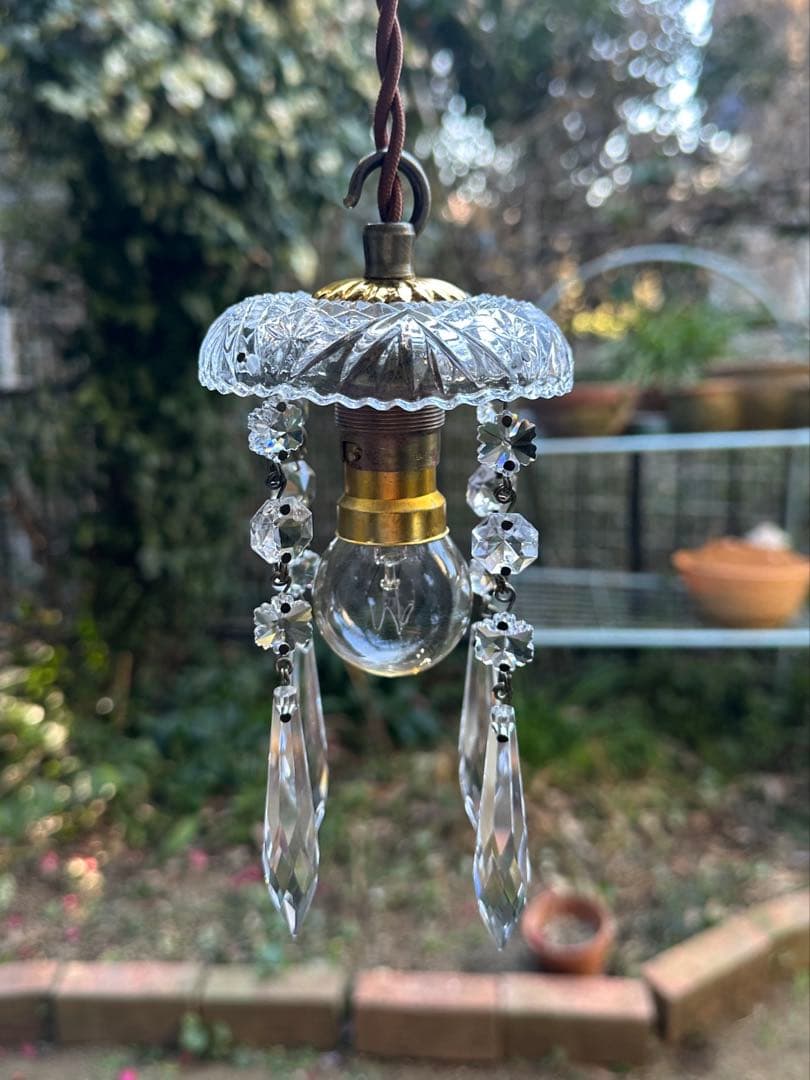 フランス アンティーク スノーフレークとアイシクルドロップの冬ミニシャンデリア＊