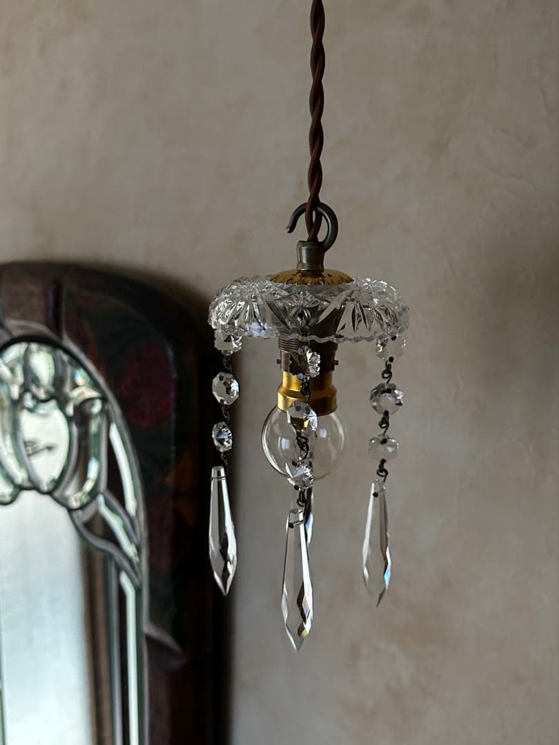 フランス アンティーク スノーフレークとアイシクルドロップの冬ミニシャンデリア＊