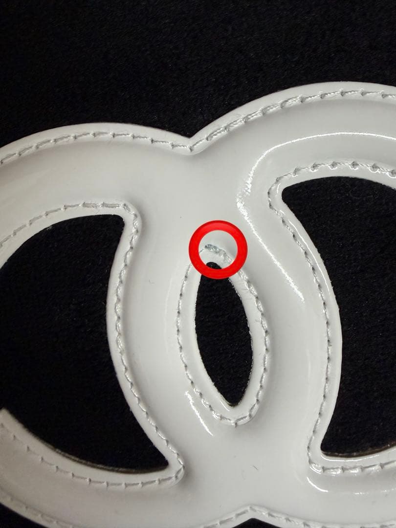 訳あり品 CHANEL シャネル ミニバッグ ポーチ ブラック×ホワイトロゴ