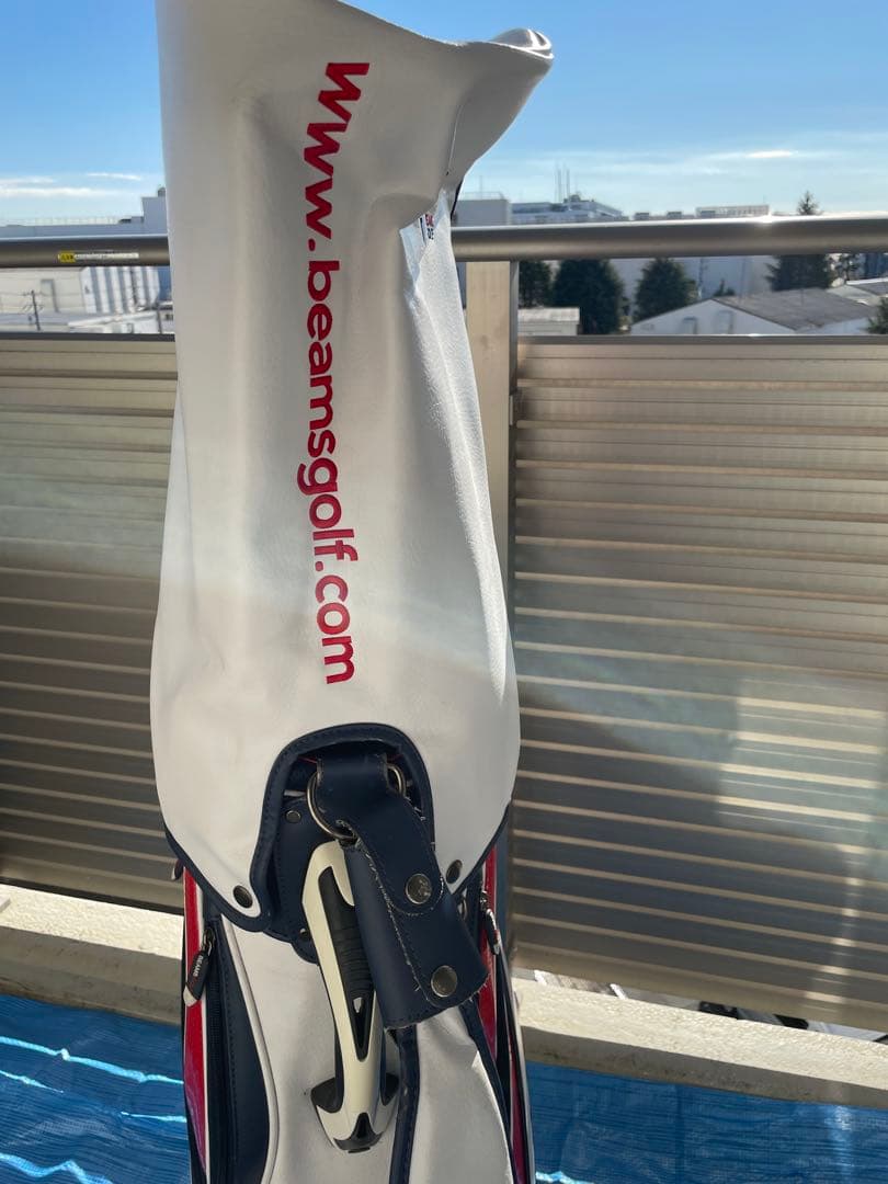 BEAMS GOLF キャディバッグ ホワイト/レッド/ネイビー