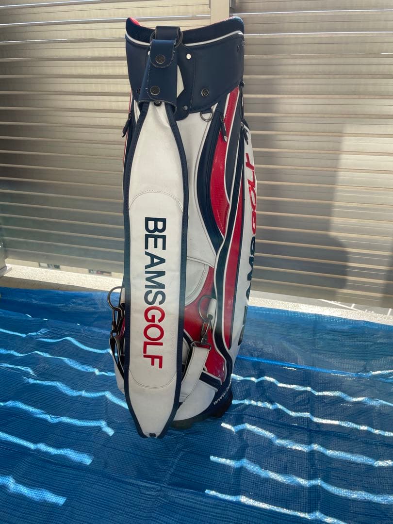 BEAMS GOLF キャディバッグ ホワイト/レッド/ネイビー