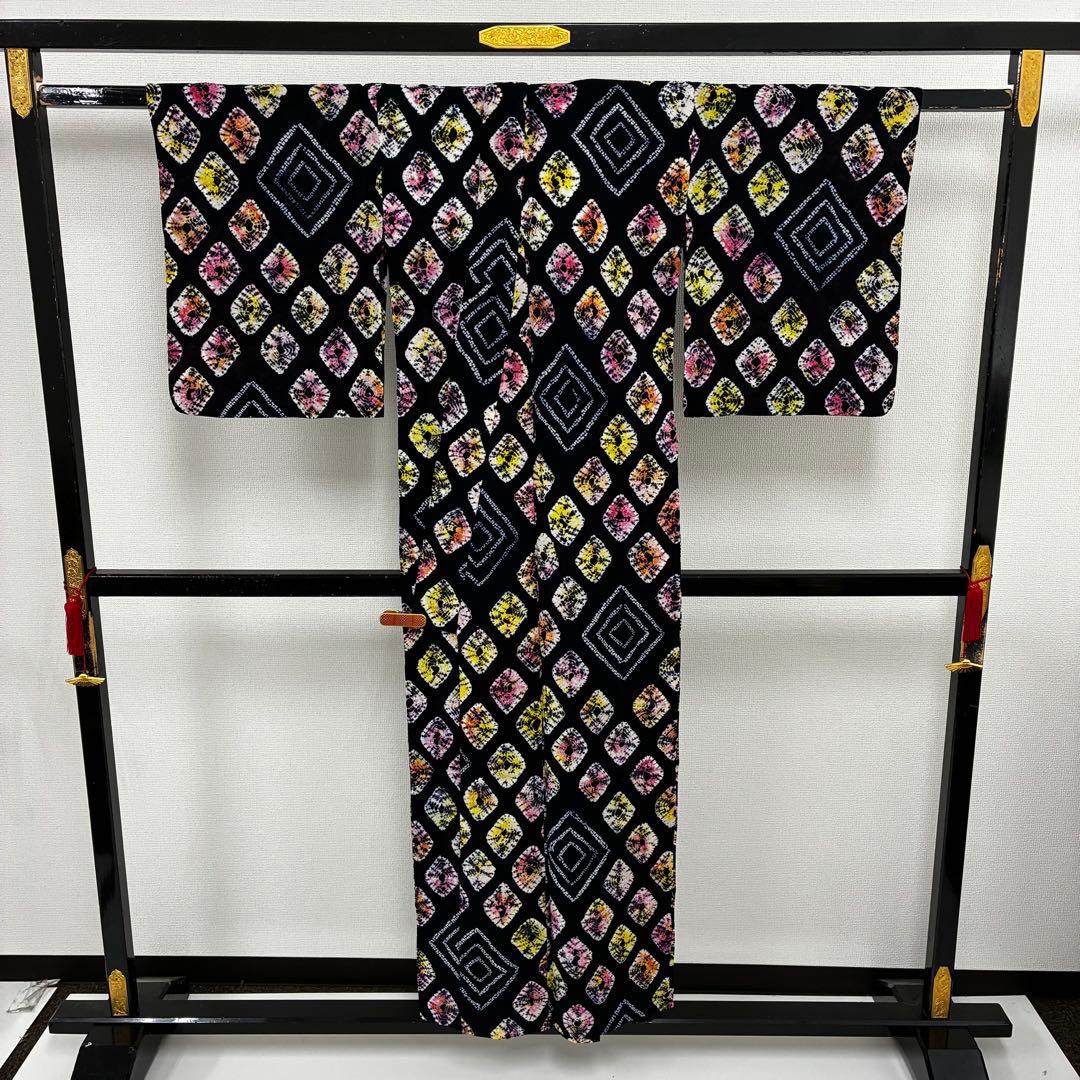 桜*中様 着物 有松絞り 浴衣 木綿 素敵なデザイン 藍染め U-7329