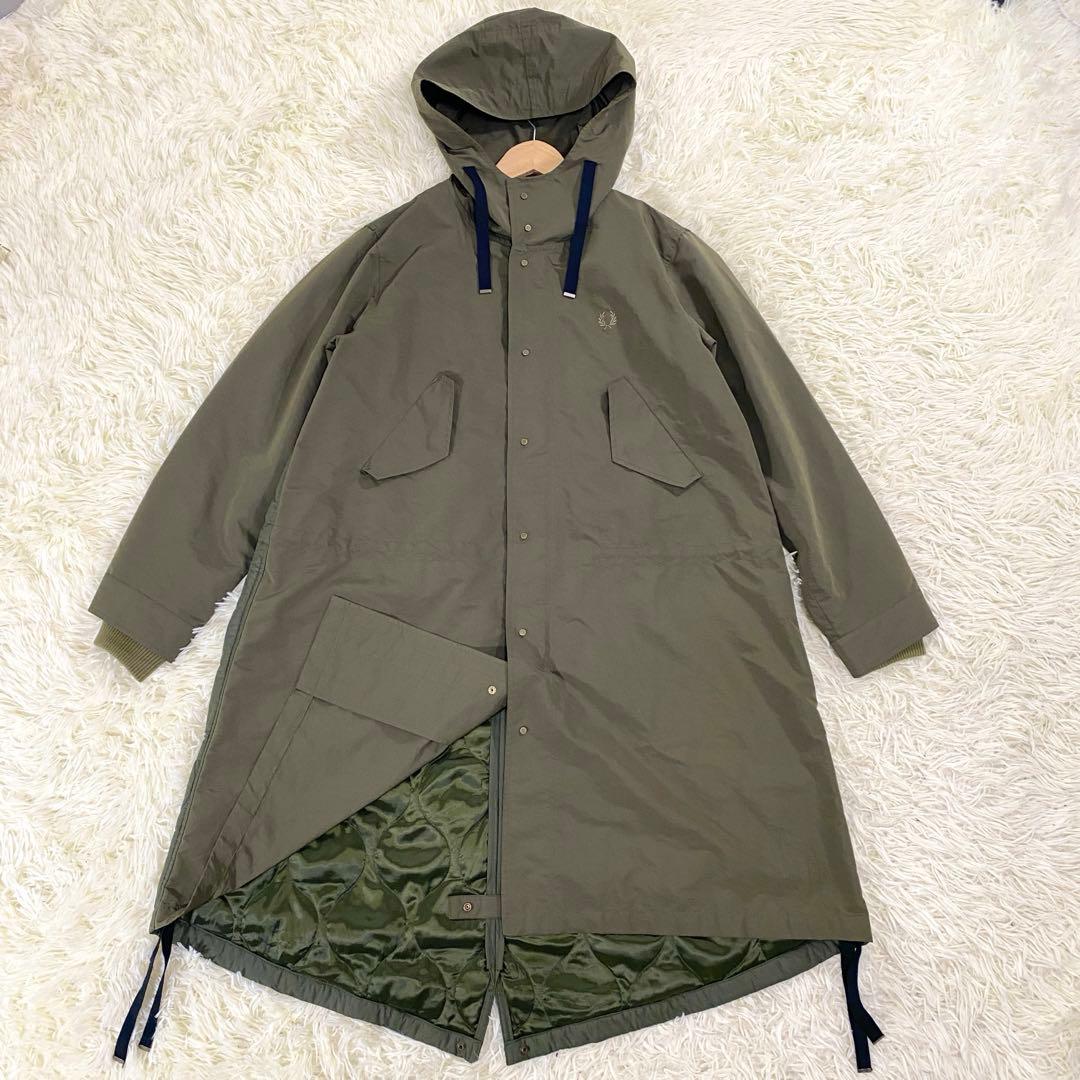 極美品　フレッドペリー　モッズコート　キルティング　切替　カーキ　UK10　L