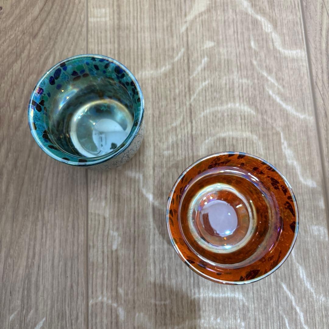 江副行昭　銀彩変ガラスぐい呑　二箱セット