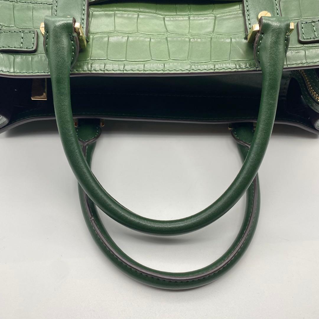 【未使用級】マイケルコース・クロコ型押し・ヌーボーハミルトン・2wayバッグ・緑