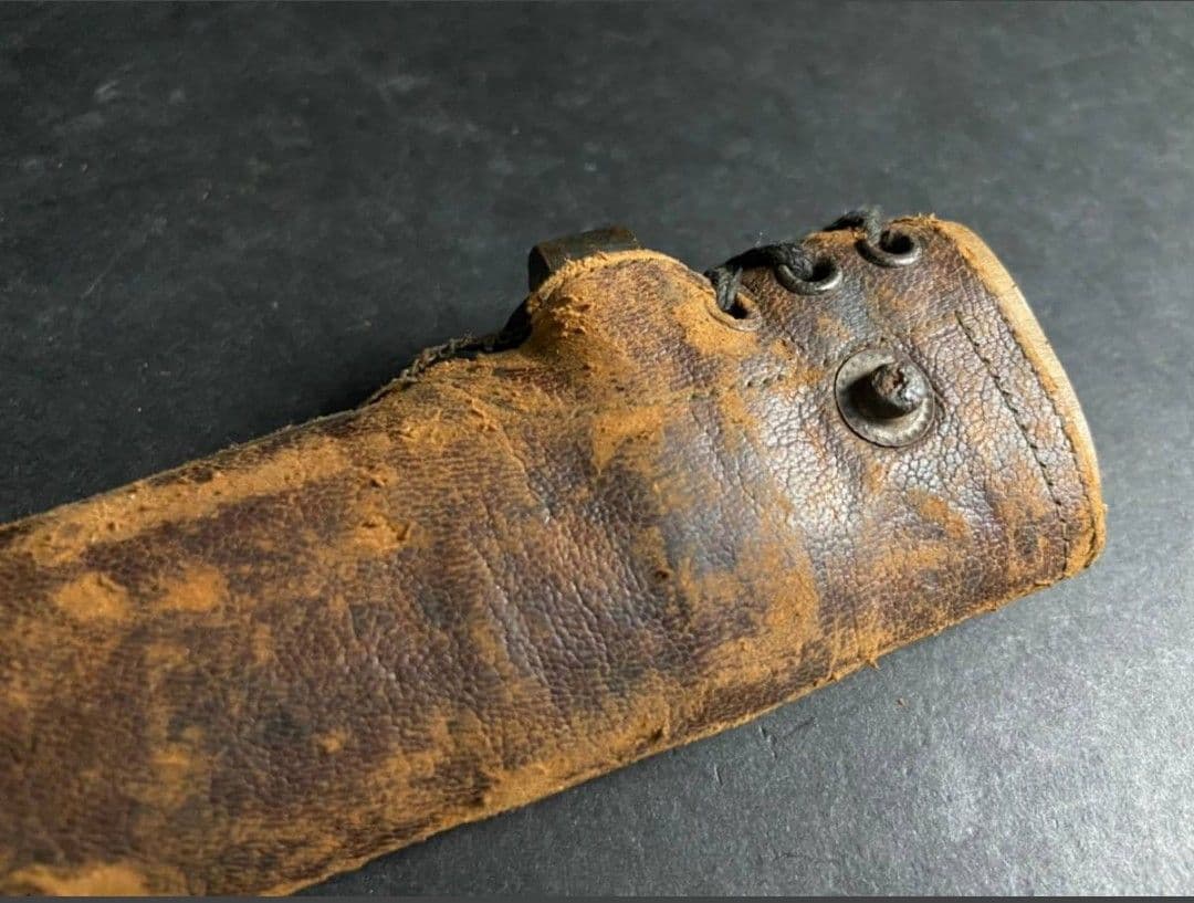 【幕末〜明治】シャスポー銃剣 帝国陸軍 軍刀（模造刃朱塗り）革鞘軍刀拵【当時物】