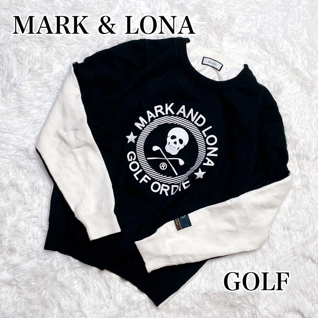 完売品マークアンドロナ 近年 バイカラー クルーネック　セーター スカル ドクロ