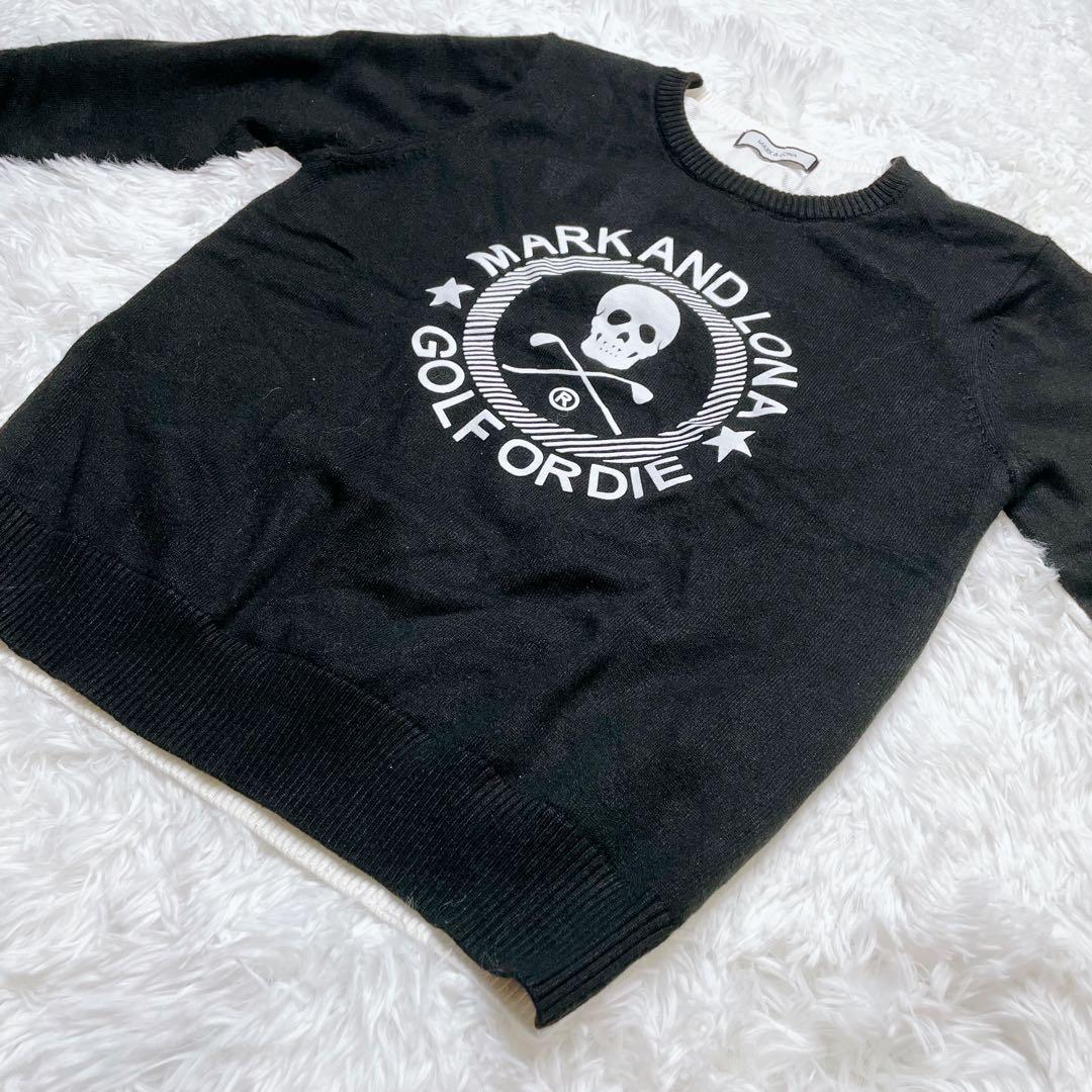 完売品マークアンドロナ 近年 バイカラー クルーネック　セーター スカル ドクロ