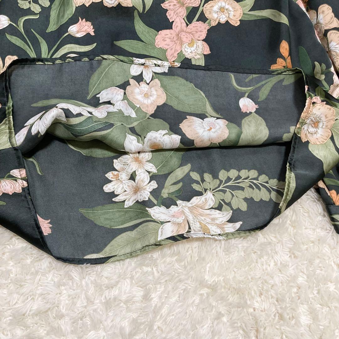 極美品✨ソブ 花柄プリントボウタイブラウス 2.7万 ボタニカル リボン 緑