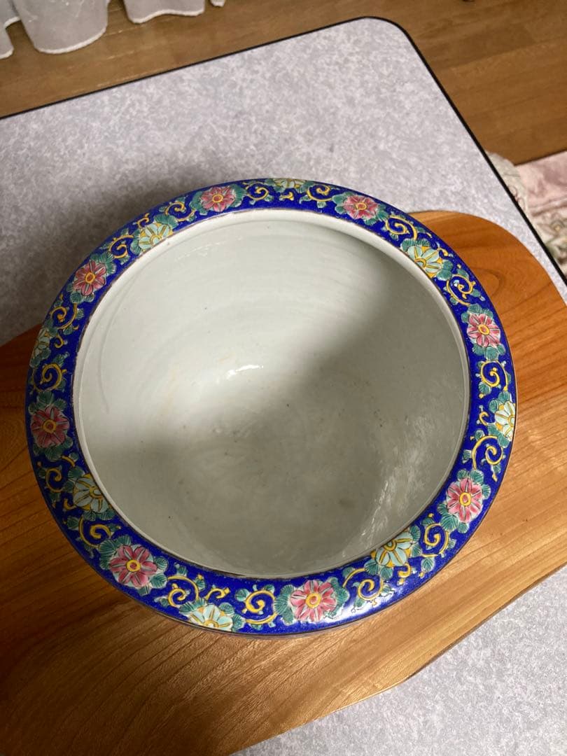 火鉢　赤絵火鉢　手火鉢　有田焼　伊万里焼　メダカ鉢　鉢カバー　竹雀　野菊 花鳥画