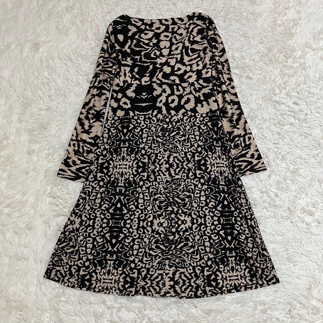 白タグ マックスマーラ カシュクール総柄ワンピース ４２ ウール