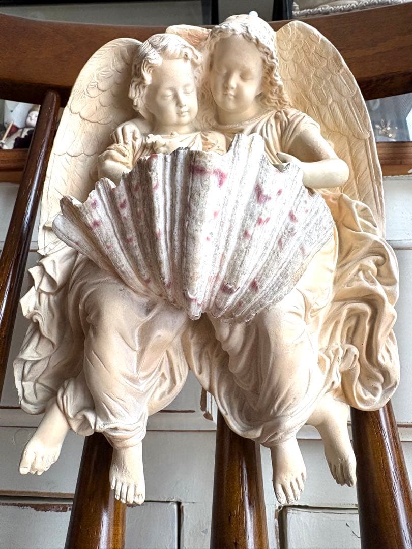 ♡フランスアンティーク　二人の天使の聖水盤　ベニティエ　エンジェルウィング　聖杯