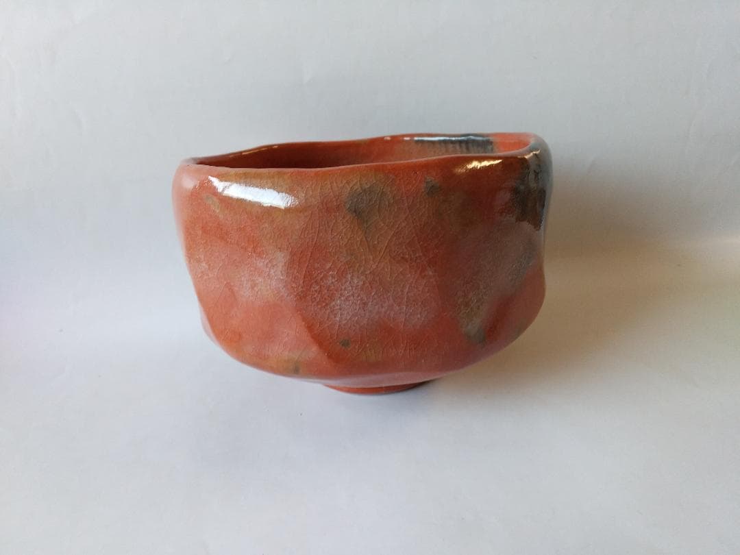 楽焼 佐々木松楽 作 赤楽茶碗 東福寺 西部文浄 書付 銘『清友』抹茶碗 新品