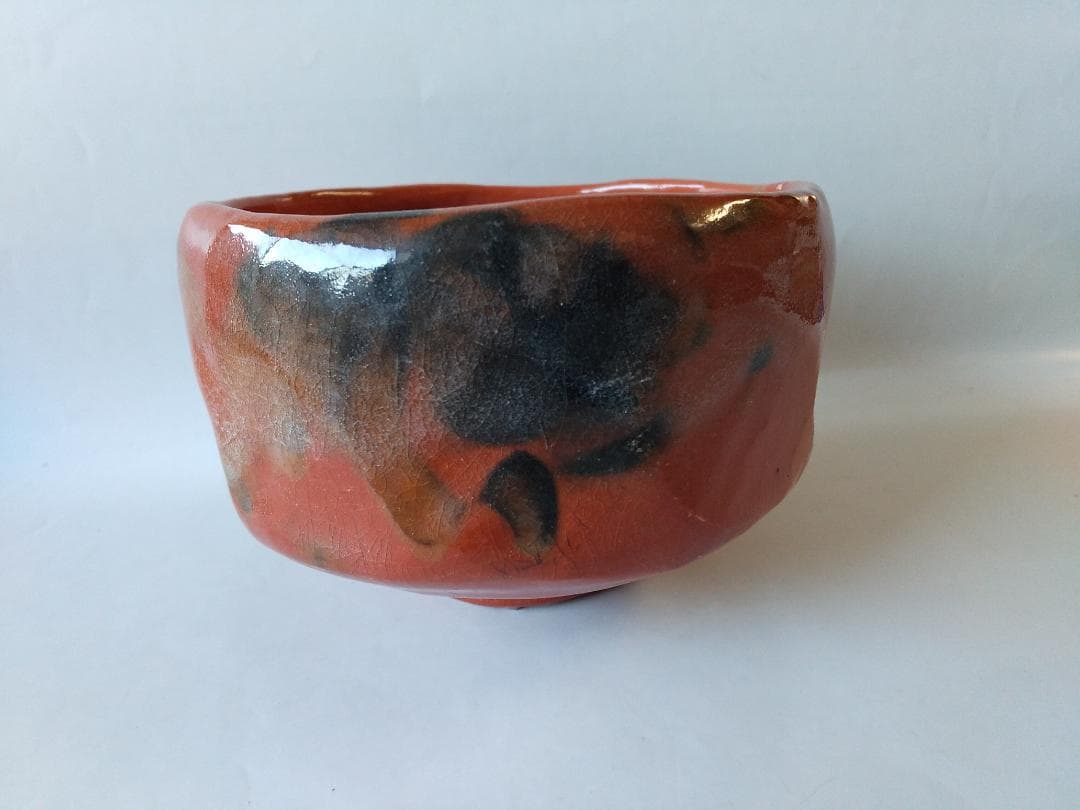 楽焼 佐々木松楽 作 赤楽茶碗 東福寺 西部文浄 書付 銘『清友』抹茶碗 新品