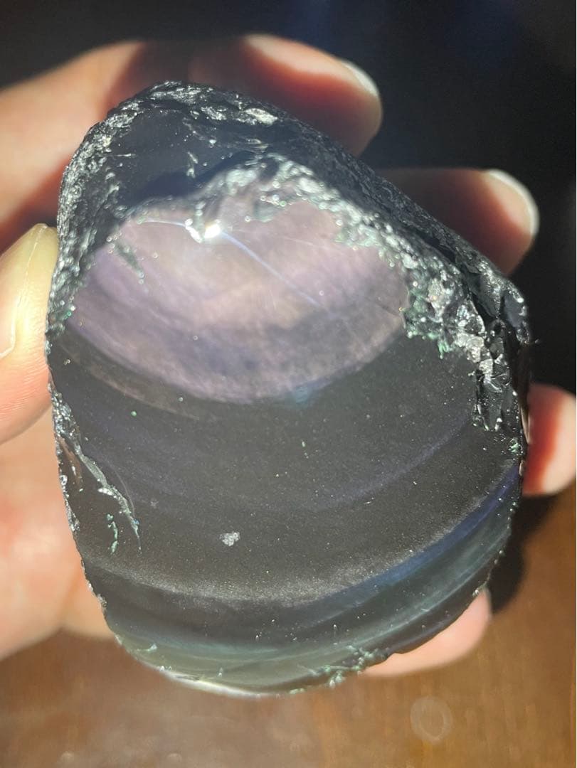 研磨品　十勝石玲瓏　ピンクシラーレインボーオブシディアン　サイズ大きめ　石質最高