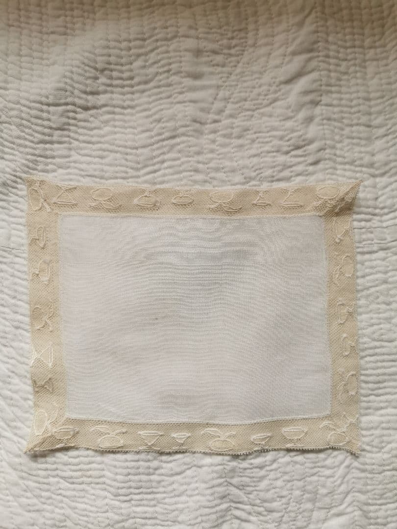 アンティーク カクテルグラス＆ゴブレット＆果実 手刺繍トリム 極薄クロス α