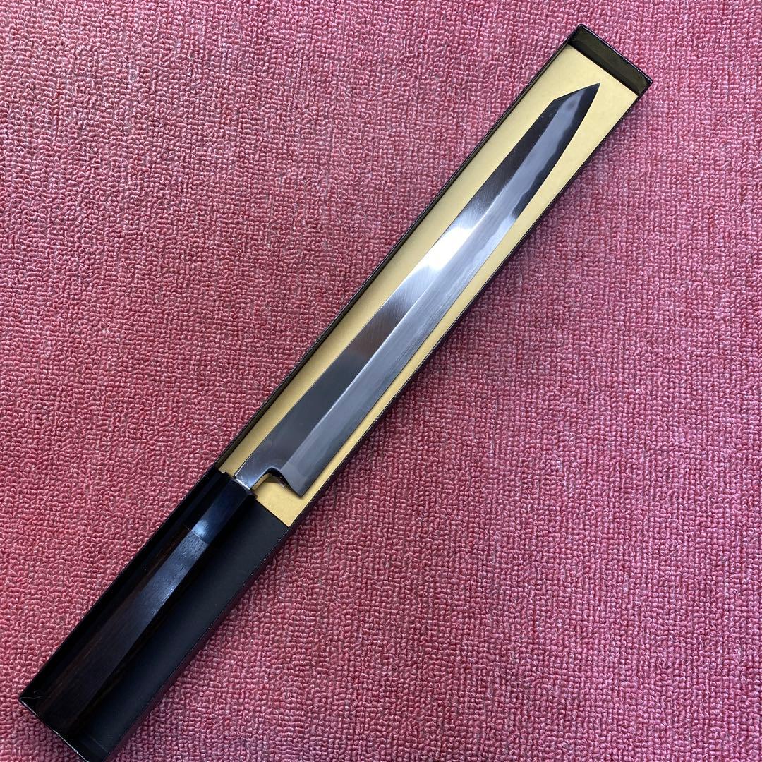 青二鋼　勘所切付柳刃包丁　300㎜ 尺0寸