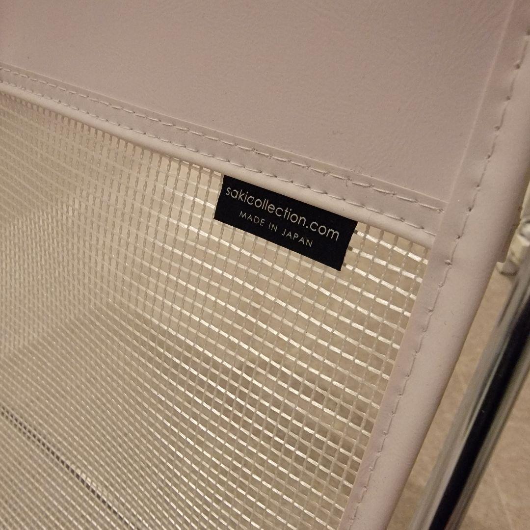 サキ 手荷物入れ セルフワゴン メッシュ×レザー調 ホワイト R-358 3点