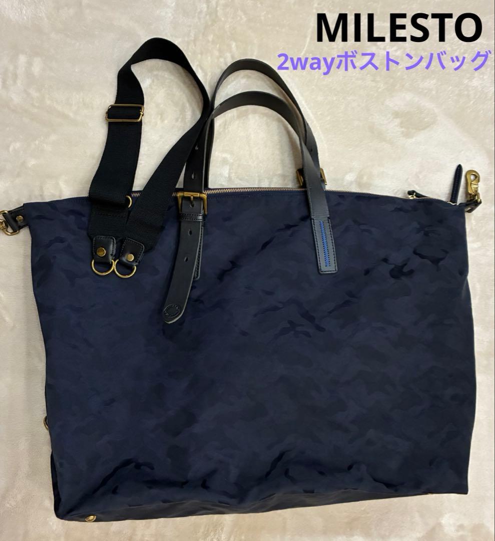 美品❗️MILESTO ミレスト2wayボストンバッグ ネイビー　迷彩柄