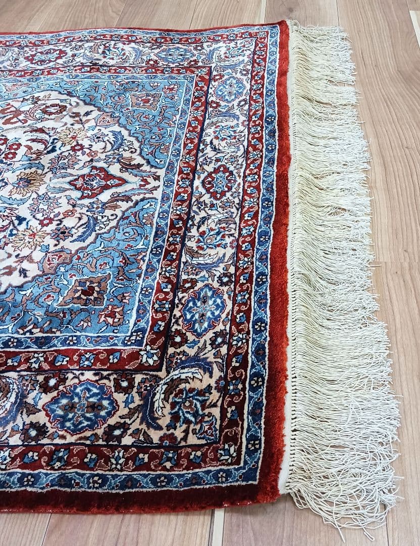 Y2655 高級シルク絨毯 手織り72万ノット シルク100% 153×93㎝