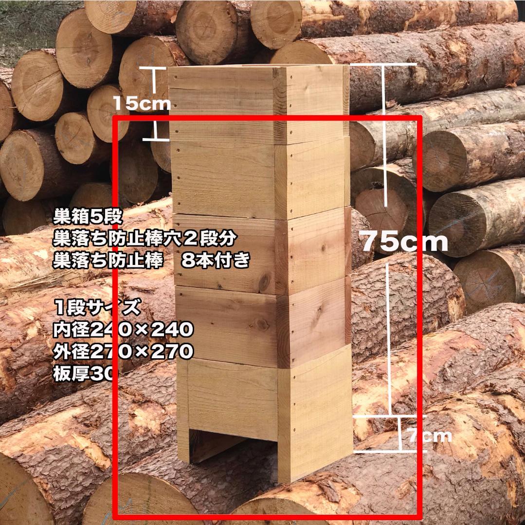 日本蜜蜂 巣箱 二ホンミツバチ 日本みつばち 重箱式巣箱 4段　１セット001