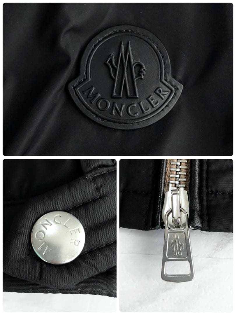 【極美品】MONCLER ナイロンジャケット ライダース レザー マグリア 黒