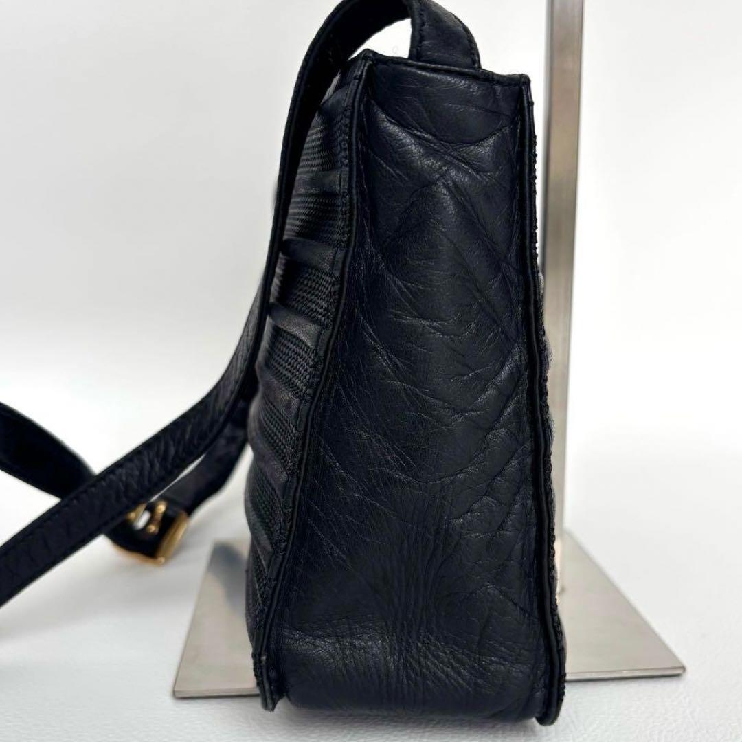 【中古】ロエベ ショルダーバッグ オールレザー ビンテージ ブラック