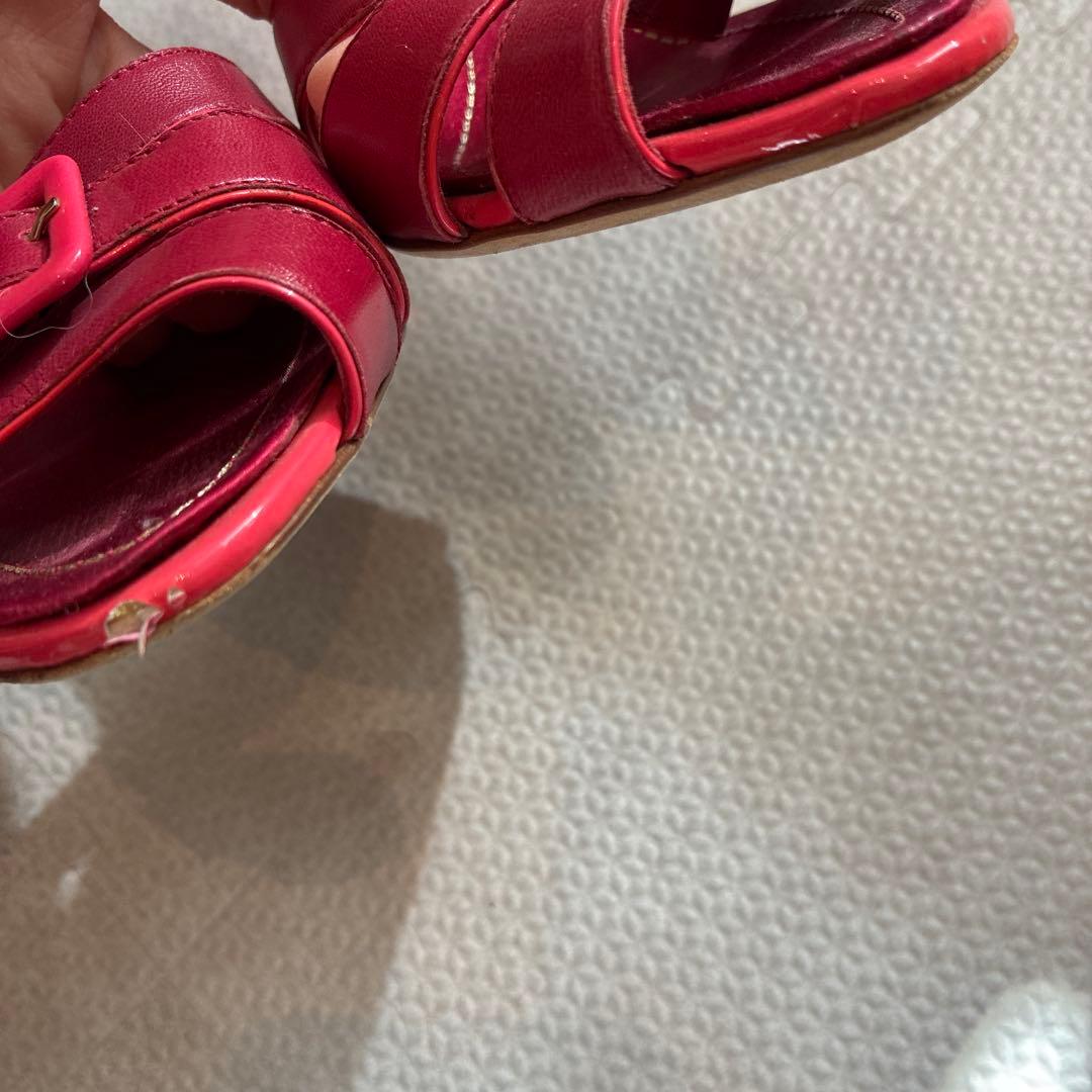 美品　Christian Dior レッド ストラップサンダル