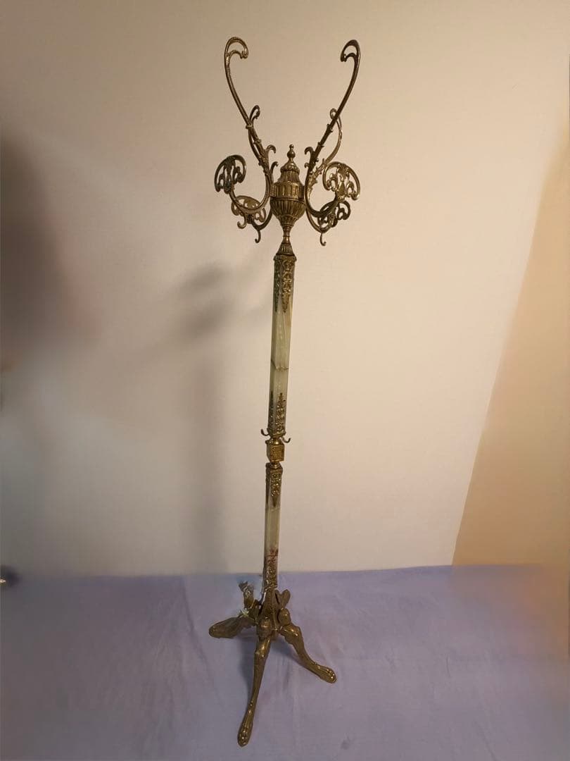 真鍮　大理石　コートハンガーラック　イタリア製　ヨーロピアン装飾