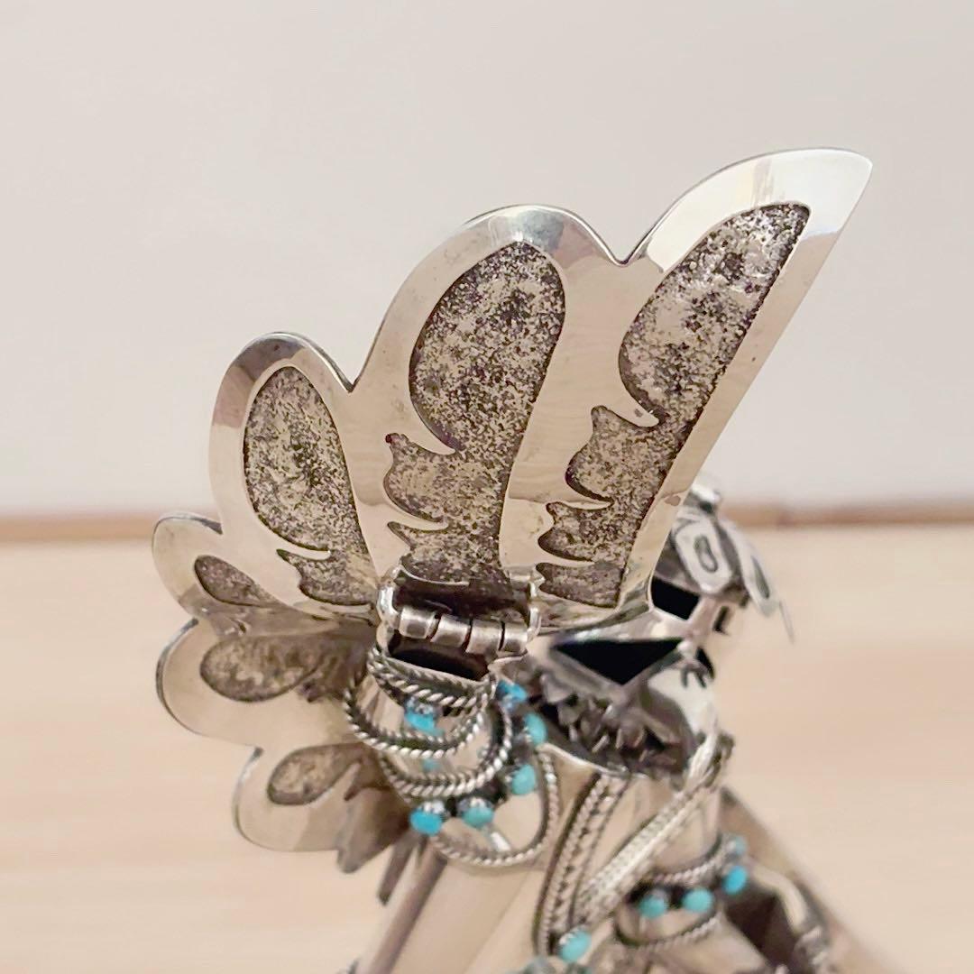 ナバホ族 スターリングシルバー カチナ イーグルダンサー シルバーターコイズ彫刻