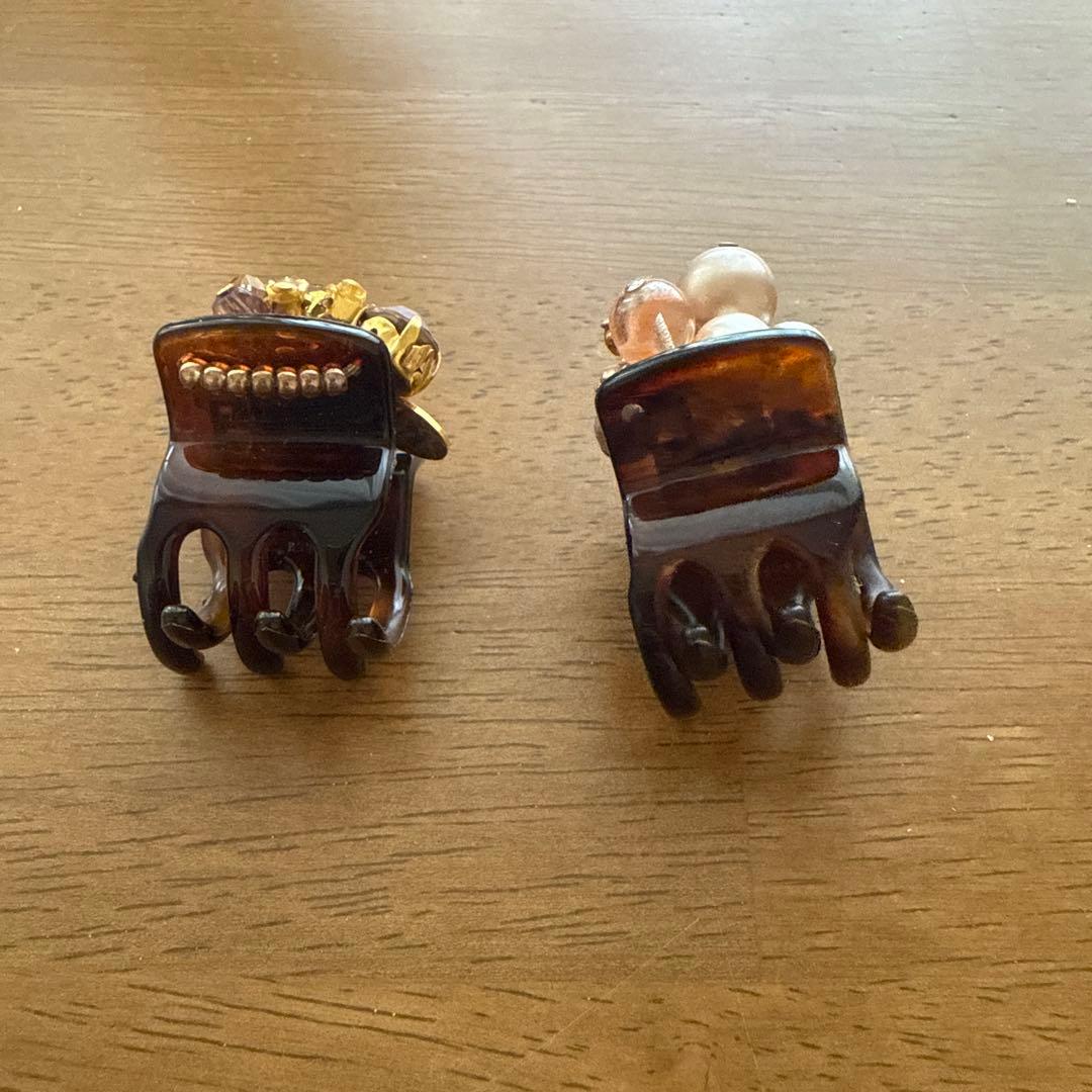 Reine Claudeレーヌクロード ヘアクリップ2個セット ビジュー＆パール