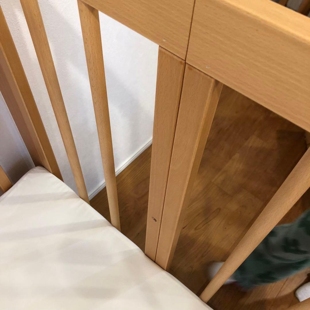 【極美品】石崎家具　cool 木製ベビーベッド キャスター付き