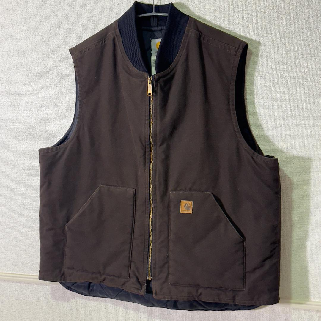 カーハート ダックベスト V02 DKB ブラウン 2XL メキシコ製
